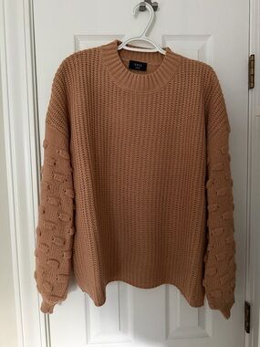 VICI Bubble-Sleeve Knit Sweater in Camel/Tan